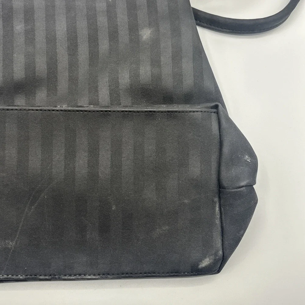 Nine‎ West Black Embossed Striped Backpack/Purse